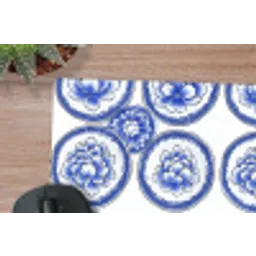Cirkels - Bloemen - Blauw muismat rubber klein 262 -closeup