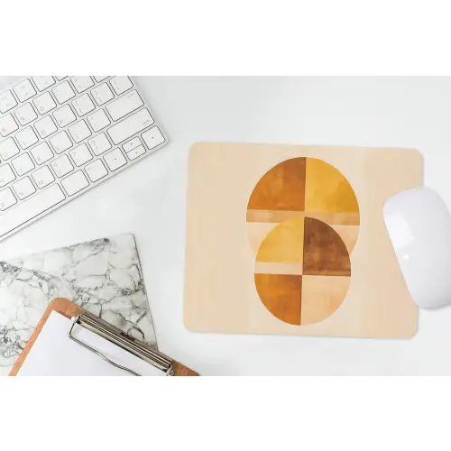 Cirkels - Geel - Minimalistisch muismat rubber klein -witbureau