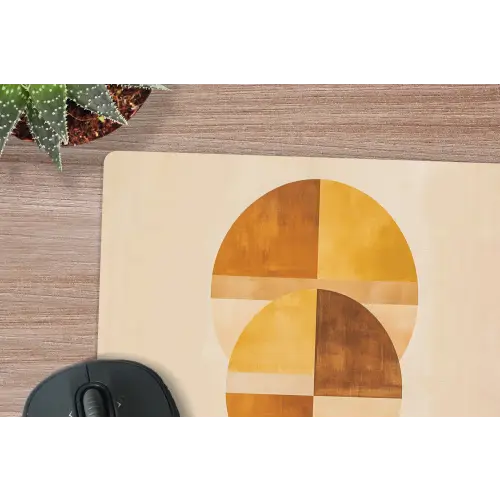 Cirkels - Geel - Minimalistisch muismat rubber klein -closeup