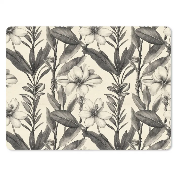 Klassiek - Botanisch - Zwart - Beige muismat rubber klein 262 -3d