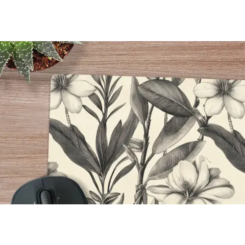 Klassiek - Botanisch - Zwart - Beige muismat rubber klein 262 -closeup