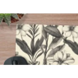 Klassiek - Botanisch - Zwart - Beige muismat rubber klein 262 -closeup