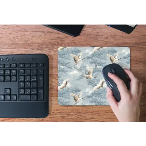 Wolken - Kraanvogels - Blauw muismat rubber klein 262 -toetsenbord