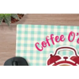 Koffie - Klok - Groen muismat rubber klein -closeup