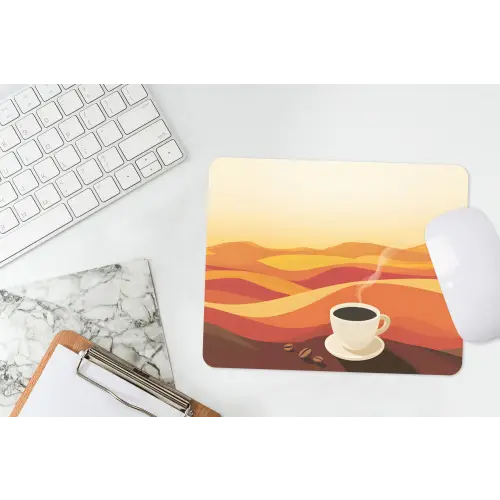 Koffie - Landschap - Oranje - Koffiebonen muismat rubber klein -witbureau