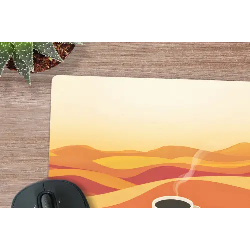 Koffie - Landschap - Oranje - Koffiebonen muismat rubber klein -closeup