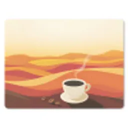 Koffie - Landschap - Oranje - Koffiebonen muismat rubber klein -3d