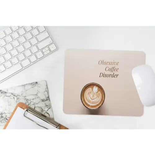 Koffie - Obessive Coffee Disorder - Beige muismat rubber klein -witbureau