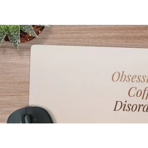 Koffie - Obessive Coffee Disorder - Beige muismat rubber klein -closeup