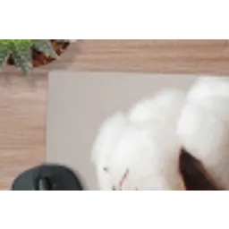 Katoenbol - Minimalistisch - Wit muismat rubber klein -closeup