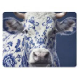 Koe - Delfts - Blauw - Artistiek muismat rubber klein -3d
