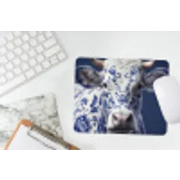 Koe - Delfts - Blauw - Artistiek muismat rubber klein -witbureau