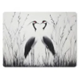 Kraanvogels - Gras - Hartvorm - Zwart muismat rubber klein -3d