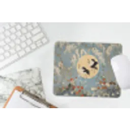 Kraanvogels - Maan - Bloemen - Blauw muismat rubber klein -witbureau