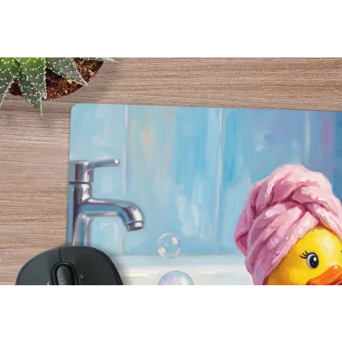 Creatief - Badeend - Kleurrijk muismat rubber klein -closeup