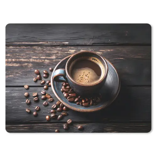 Kop - Koffie - Hout - Bonen muismat rubber klein -3d