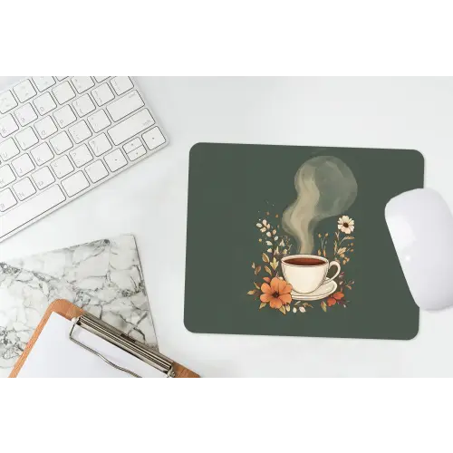 Kop - Bloemen - Groen - Koffie muismat rubber klein -witbureau