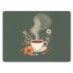 Kop - Bloemen - Groen - Koffie muismat rubber klein -3d