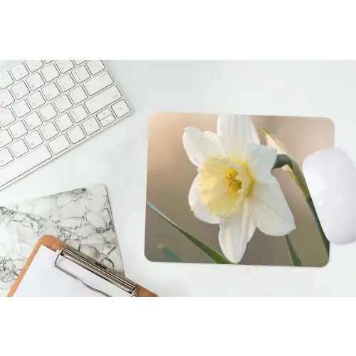 Narcis - Bloem - Minimalistisch muismat rubber klein -witbureau