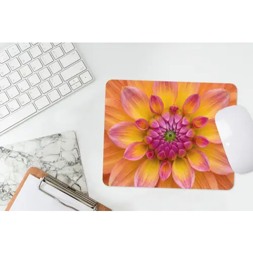 Dahlia - Bloem - Oranje muismat rubber klein -witbureau