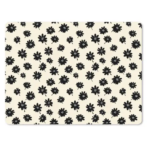 Madeliefjes - Grafisch - Zwart - Beige muismat rubber klein 262 -3d