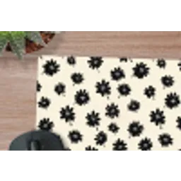 Madeliefjes - Grafisch - Zwart - Beige muismat rubber klein 262 -closeup
