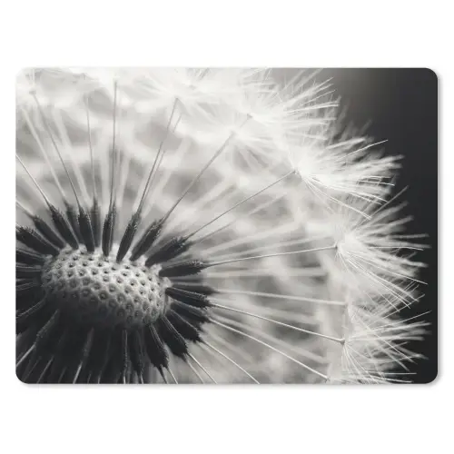 Paardenbloem - Zwart - Wit muismat rubber klein -3d