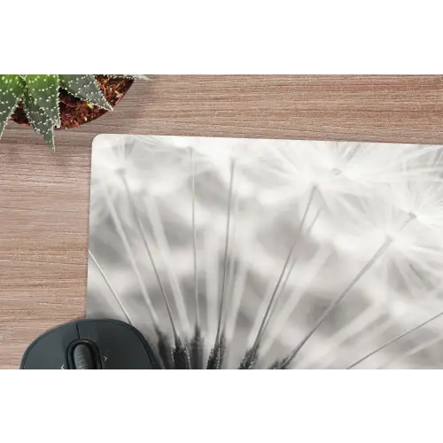 Paardenbloem - Zwart - Wit muismat rubber klein -closeup