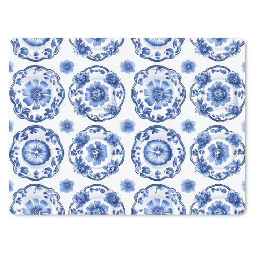 Sierborden - Bloemen - Blauw muismat rubber klein 262 -3d