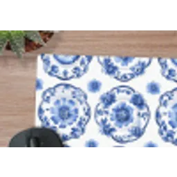 Sierborden - Bloemen - Blauw muismat rubber klein 262 -closeup