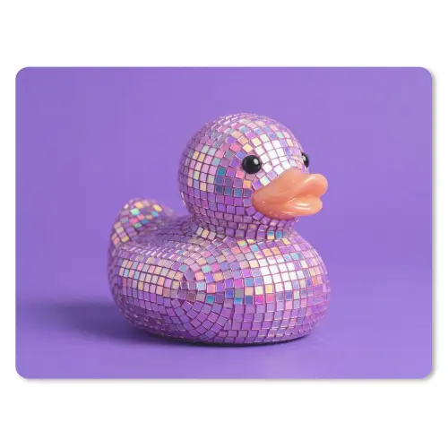 Disco - Eend - Paars muismat rubber klein -3d
