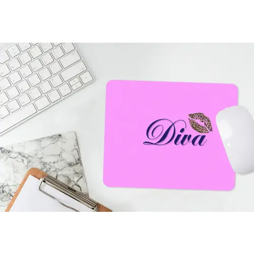Diva - Lip - Panterprint - Roze muismat rubber klein -witbureau