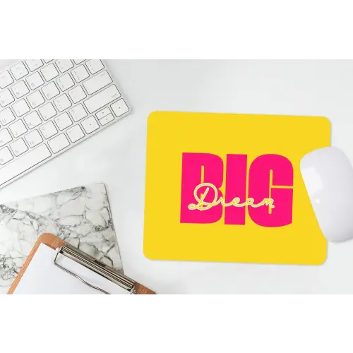 Dream big - Geel - Roze muismat rubber klein -witbureau