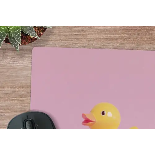 Eendjes - Vrolijk - Roze muismat rubber klein -closeup