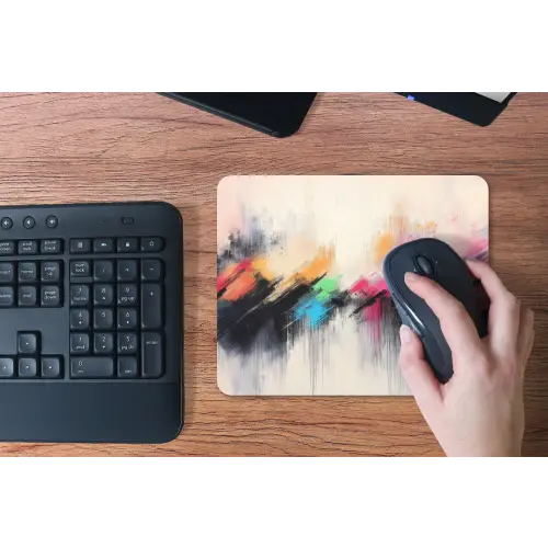 Dynamisch - Abstract - Kleurrijk - Zwart muismat rubber klein -toetsenbord