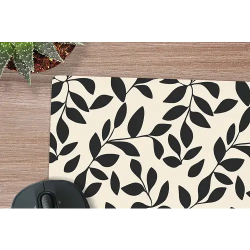 Elegant - Patroon - Zwart - Beige muismat rubber klein 262 -closeup