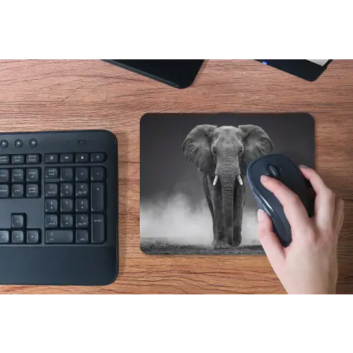 Olifant - Zwart - Wit - Rook muismat rubber klein -toetsenbord