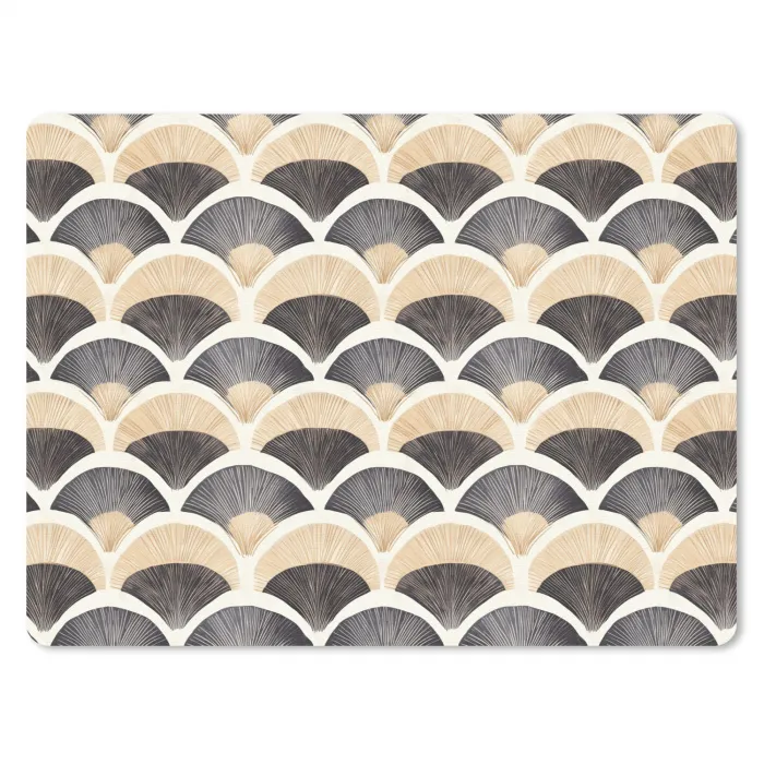 Waaier - Patroon - Zwart - Beige muismat rubber klein 262 -3d