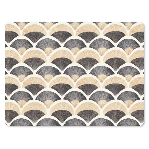 Waaier - Patroon - Zwart - Beige muismat rubber klein 262 -3d