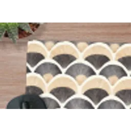 Waaier - Patroon - Zwart - Beige muismat rubber klein 262 -closeup