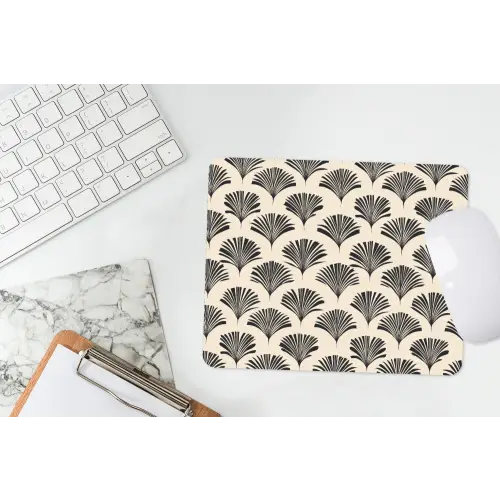 Waaiers - Botanisch - Zwart - Beige muismat rubber klein 262 -witbureau