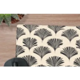 Waaiers - Botanisch - Zwart - Beige muismat rubber klein 262 -closeup