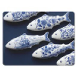 Vissen - Delfts - Blauw - Keramiek muismat rubber klein -3d