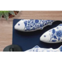 Vissen - Delfts - Blauw - Keramiek muismat rubber klein -closeup