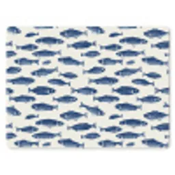 Vissen - Patroon - Blauw - Wit muismat rubber klein 262 -3d
