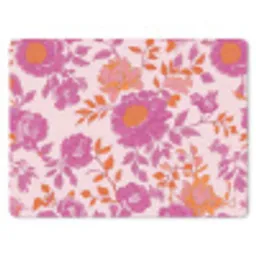 Bloemenpatroon - Roze - Oranje - Bloemen muismat rubber klein -3d