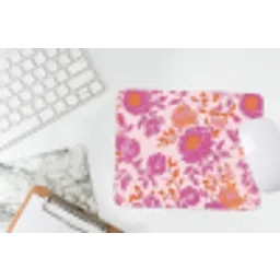Bloemenpatroon - Roze - Oranje - Bloemen muismat rubber klein -witbureau