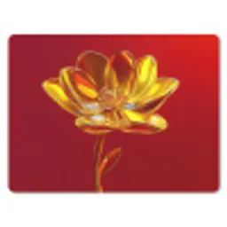 Bloem - Goud - Glazen muismat rubber klein -3d