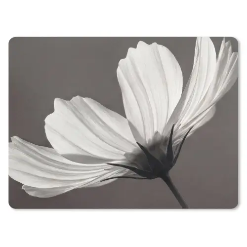 Bloem - Minimalistisch - Zwart - Wit muismat rubber klein -3d