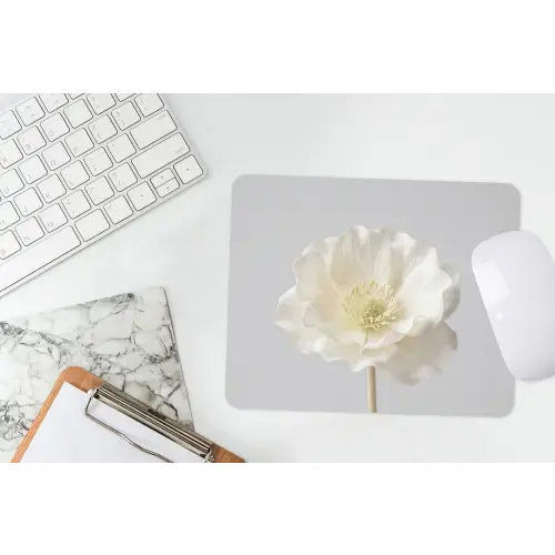 Bloem - Minimalistisch -Wit muismat rubber klein -witbureau